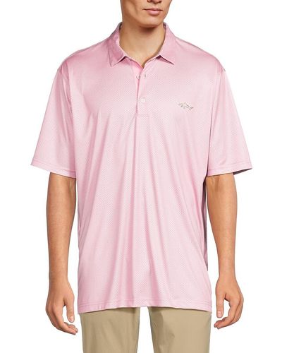 Greg Norman Print Elbow Sleeve Polo - Pink