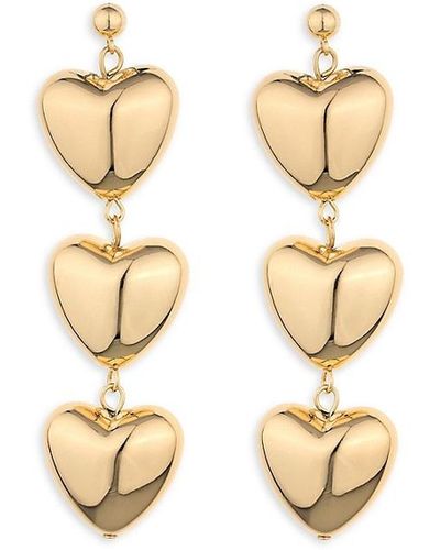 Ettika Goldtone Puffy Heart Drop Earrings - Metallic