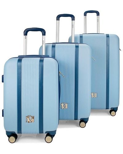 Badgley Mischka Mia 3 Piece Expandable Retro Luggage Set - Blue