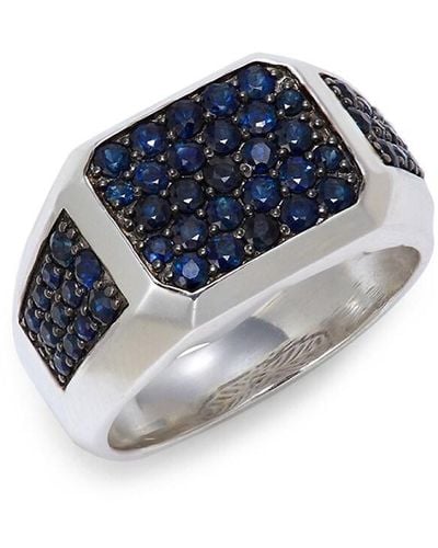 Effy Sterling & Sapphire Signet Ring - Blue