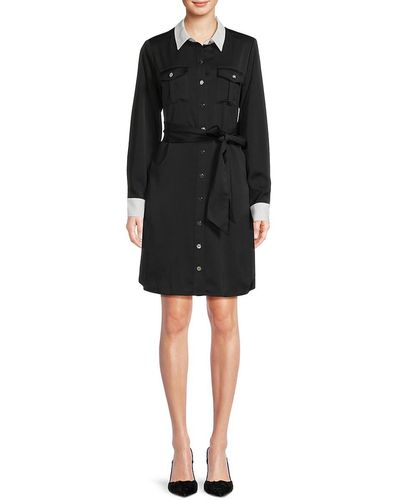 Karl Lagerfeld Belted Shirt Dress - Black