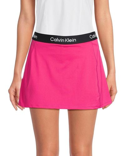 Calvin Klein Logo Waistband A Line Mini Skirt - Black