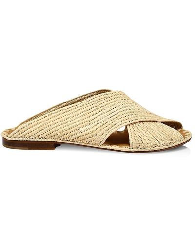 Carrie Forbes Arielle Raffia Slide Sandals - Metallic