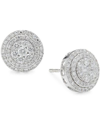 Effy 14k White Gold & 0.87 Tcw Diamond Stud Earrings - Metallic