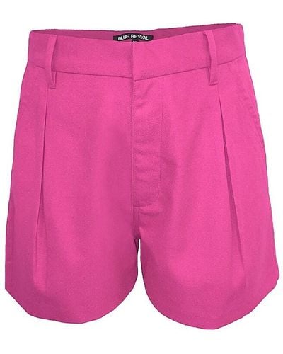 Blue Revival Pleated Front Trouser Shorts - Pink