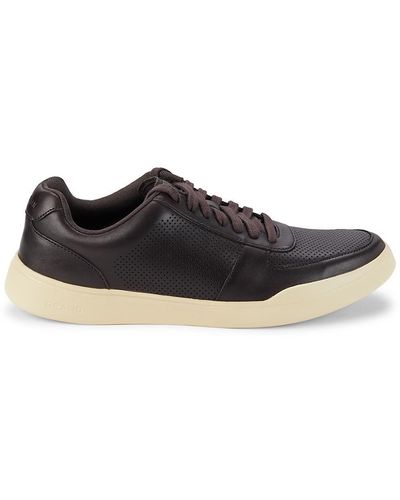 Cole Haan Contrast Sole Leather Sneakers - Black
