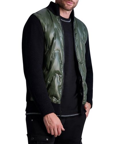 Karl Lagerfeld Quilted Colorblock Puffer Jacket - Black