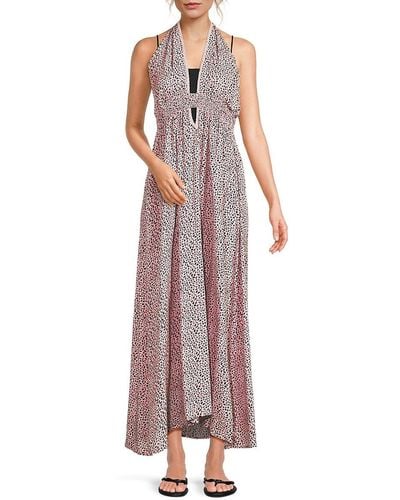 Tiare Hawaii Kelia Print Open Back Maxi Dress - Purple