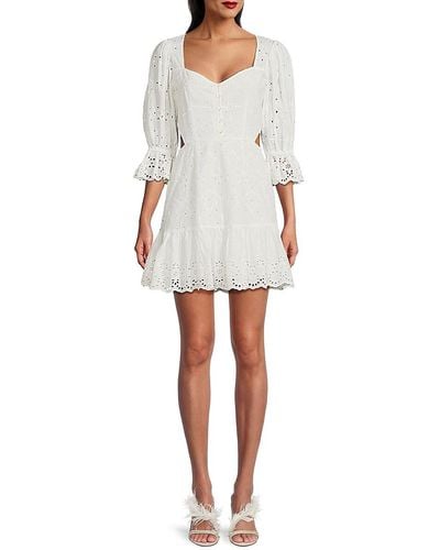 French Connection Cilla Broderie Eyelet Mini Dress - White