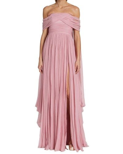 Pamella Roland Gathered Off The Shoulder Gown - Pink