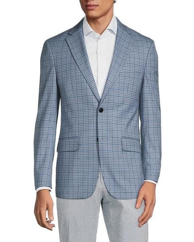 Tommy Hilfiger Checked Single Breasted Blazer - Blue