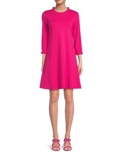 Isaac Mizrahi New York Ruffle Trim A-line Mini Dress - Pink