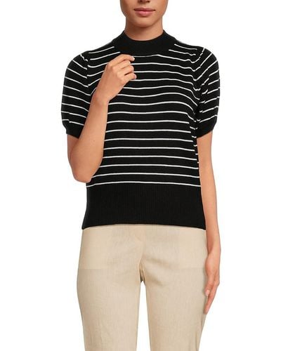 French Connection Babysoft Stripe Short Sleeve Sweater - Blue