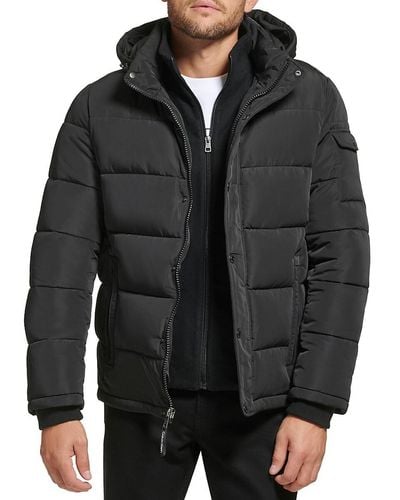 Calvin Klein Polar Hooded Puffer Bib Jacket - Black