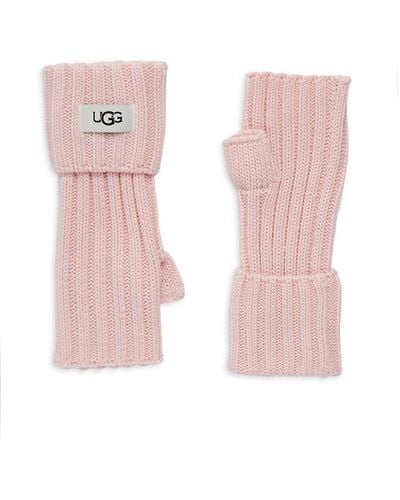 UGG Ribbed Fingerless Gloves - Pink