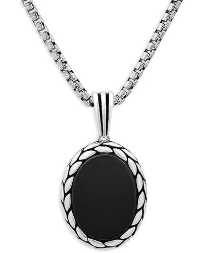 Anthony Jacobs Sterling Silver & Onyx Pendant Necklace - Black