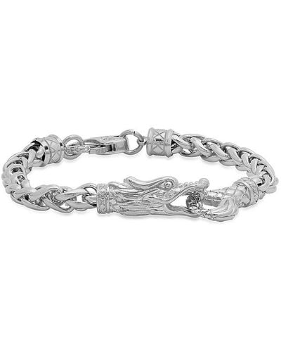 Anthony Jacobs Stainless Steel Dragon Chain Bracelet - White