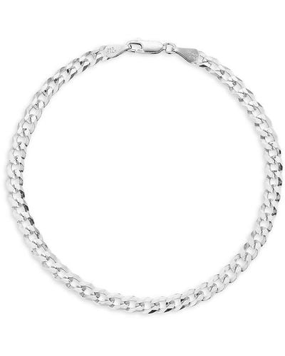 YIELD OF MEN Rhodium Plated Sterling Silver Curb Chain Bracelet - White