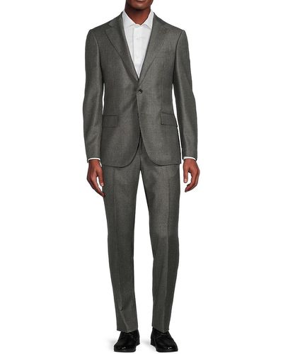 Lubiam Checked Virgin Wool Blend Suit - Gray