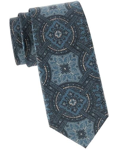 Brioni Print Silk Tie - Blue