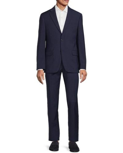 Tommy Hilfiger Plaid Wool Blend Suit - Blue