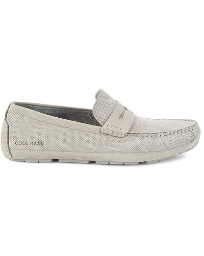 Cole Haan Wyatt Leather Penny Driver Loafers - White