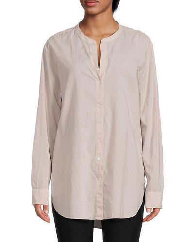 James Perse Band Collar Button Down Shirt - White