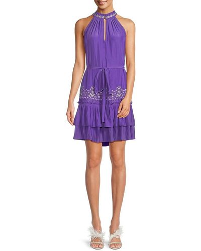 Ramy Brook Angeline Minitiered Dress - Purple
