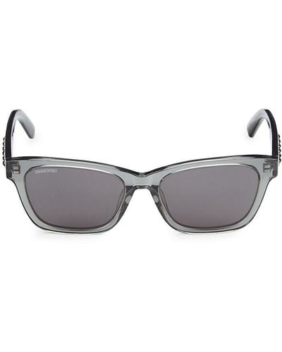 Swarovski 53mm Faux Crystal Rectangle Sunglasses - Grey