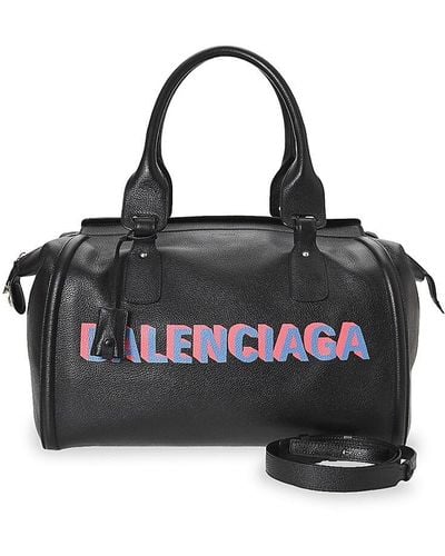 Balenciaga Logo Leather Duffle Bag - Black