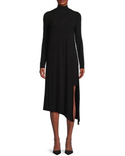 BCBGMAXAZRIA Kabrina Asymmetric Midi Sweater Dress - Black