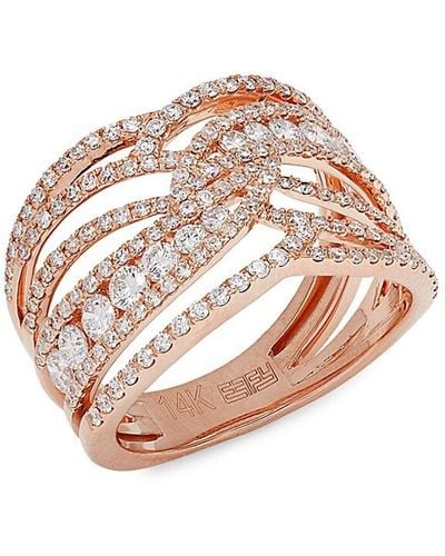 Effy 14k Rose Gold & 1.33 Tcw Diamond Band Ring - White