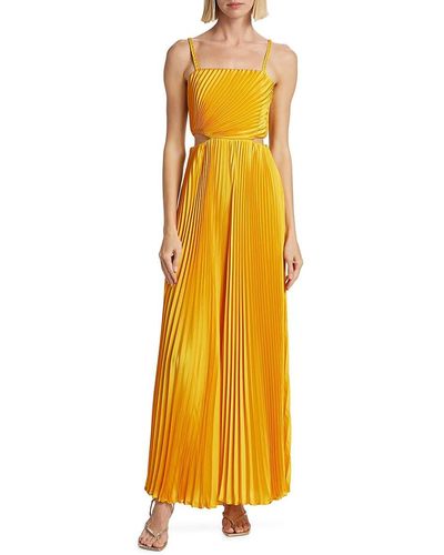 Alice + Olivia Alice + Olivia Powell Pleated Wide Leg Jumpsuit - Yellow