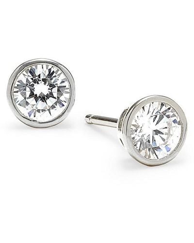 Lafonn Monte Carlo Sterling Silver & Bezel Simulated Diamond Stud Earrings - Metallic