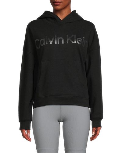 Calvin Klein Logo Dropped Shoulder Hoodie - Black