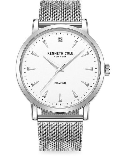 Kenneth Cole 44mm Stainless Steel & 0.005 Tcw Diamond Mesh Bracelet Watch - Grey