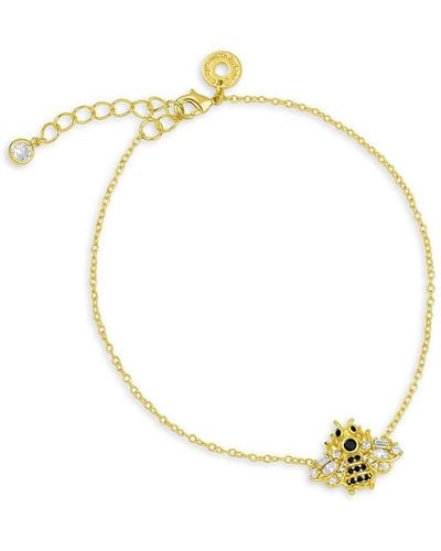 CZ by Kenneth Jay Lane Look Of Rea 14k Goldplated & Cubic Zirconia Bee Anklet - Metallic