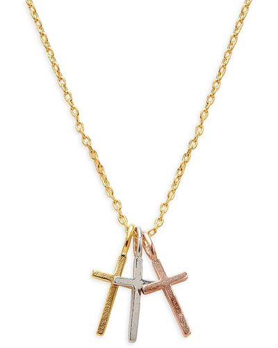 8 Other Reasons Tri Tone Plated Cross Pendant Necklace - Metallic