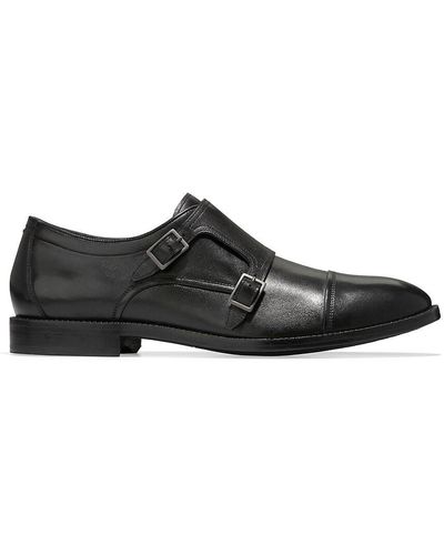 Cole Haan Harrison Double Monk Strap Shoes - Black