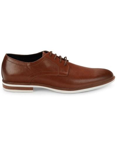 Calvin Klein Kendis Perforated Leather Derby Shoes - Brown