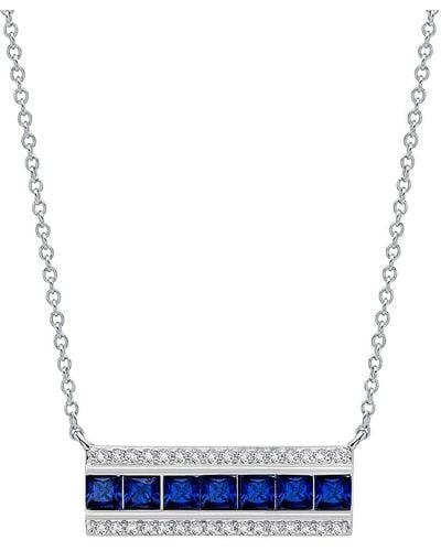 Lafonn 7 Symbols Of Joy Platinum Plated Sterling Silver, Sapphire & Simulated Diamond Pendant Necklace/20" - Blue