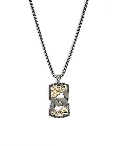 John Hardy Classic Chain Sterling Silver Tag Pendant Necklace - Metallic