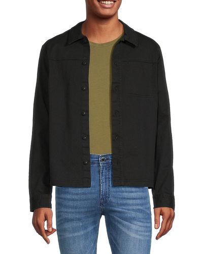 Kenneth Cole 'Solid Twill Shirt Jacket - Black