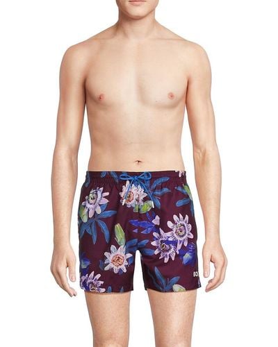 BOSS Piranha Floral Swim Shorts - Blue