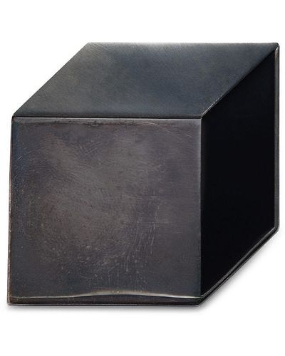 Bottega Veneta Sterling 3D Cube Brooch - Grey