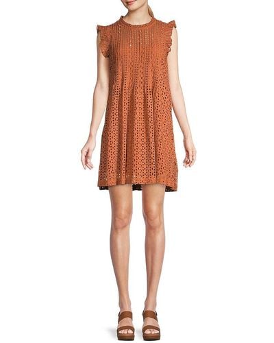 Madewell Eyelet Mini A-line Dress - Orange