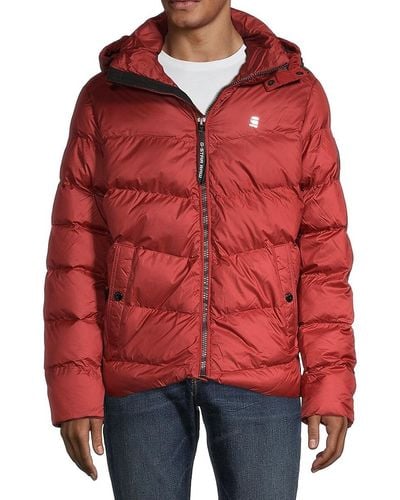 G-Star RAW Whistler Hooded Chevron-quilted Puffer Jacket - Red