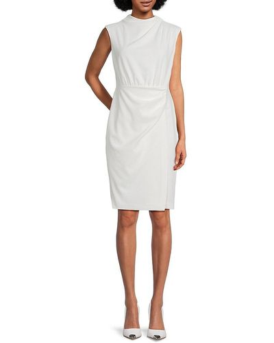 Calvin Klein Knee Length Sheath Dress - White
