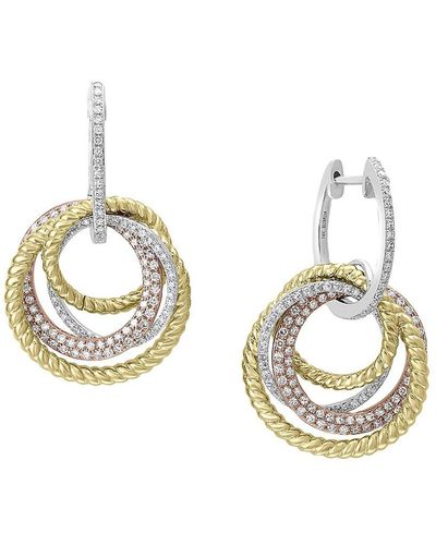 Effy 14k Tri-tone Gold & 1.04 Tcw Diamond Earrings - Metallic