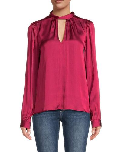 PAIGE Ceres Satin Keyhole Top - Red